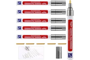 TOPBELIEF Penna Per Stucco Pareti, 6 Penne Per Piastrelle Grigio, Penna Per Riparazione Stucco, Fughe Piastrelle Pennarello Con Punta Di Ricambio, Penna Per Piastrelle Per Ripristinare Pavimenti, Pareti, Bagni