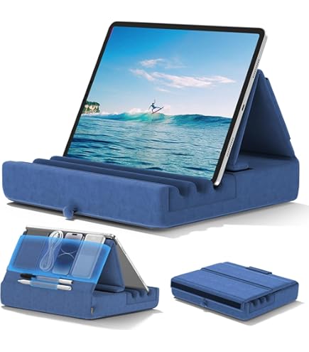 PerGar Supporto Morbido Per Tablet In Tessuto Scamosciato - Pieghevole E Portatile Per Lettura A Letto