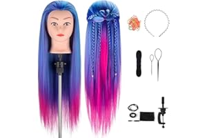 28" 100% Sintetici Colorati Testina Parrucchiere TwoWin Manichino Cosmetologia Formazione Pratica Modello con Morsetto & DIY Accessori per Capelli (rosa viola)…