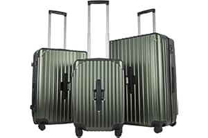 JLY 3-Piece Luggage Set – Small Cabin, Medium & Large Check-in Suitcases with TSA Lock, Spinner Wheels, Cupholder & Waterproof Pocket (Hunter Green)