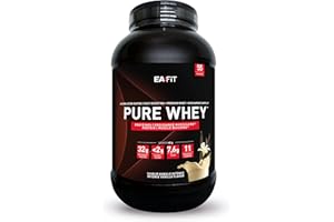 EAFIT Pure Whey - Vaniglia intensa 2,2 kg - Crescita Muscolare - Proteine WP tri-fonte - Rapida Assimilazione - Contiene Aminoacidi ed Enzimi Digestivi - Complesso HIGH AMINO - Certif Anti-doping