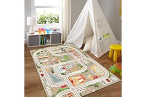 YcsRnn Car Rug, Play Mat for Toy Cars, Non-Slip Floor Mat for Kids Playroom and Classroom, 50x80cm Soft Crystal Velvet Car Play Mats for Children