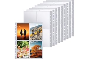 DODUOS 100 Pièces 4 Compartiments A4 Pochettes pour Photos, Pochette Classeur pour Cartes, Pochette Carte A4, A4 Photo Sleeves, Classeur d'album Transparent pour Fichiers de Cartes