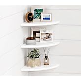 UHUD CRAFTS Corner Floating Shelves for Wall Decor Set of 3, Wall Mounted Rounded Corner Book Shelves for Kids Bedroom & Book