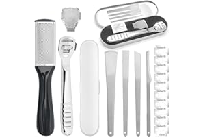 LUCKNIGHT Cuchillas Para Callos, Cuchillo de Pedicura Profesional, Lima De Acero Inoxidable De Pies y 10 Cuchillas, Eliminador Profesional de Callosidades, para el Cuidado de los Pies en Hogar Callosidades