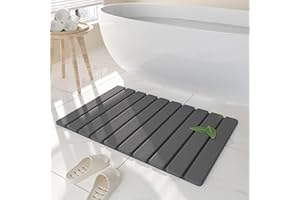HIZH Kamienna mata łazienkowa, składana ziemia okrzemkowa, super chłonna mata łazienkowa, szybkoschnąca, antypoślizgowa, łatwa do czyszczenia, szara