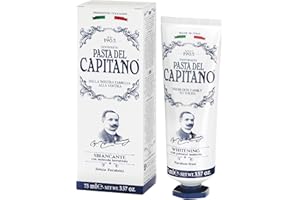 Pasta del Capitano 1905, Dentifricio Sbiancante, Rimuove il 99% dei Batteri Senza Danneggiare Smalto e Gengive, Dentifricio ad Azione Sbiancante e Antibatterica, 100% Made in Italy, Tubetto 75 ml