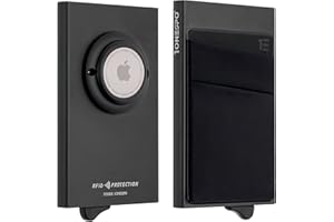 1onespo ULTRASLIM Porta carte di credito uomo - Portafoglio Airtag- Porta tessere e documenti - Portacarte protezione RFID, Nero