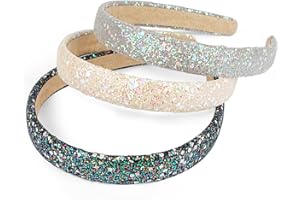 ‎HUANMIN 3 Stück haarreifen mädchen, glitzer haarreif für mädchen, haarreifen damen breit für Mädchen und Damen