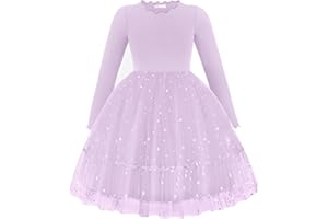 Arshiner Girls Dresses Long Sleeve Children Party Pleated Collar A-line Glitter Autumn Winter Casual Dress for Kids 2-7 Years