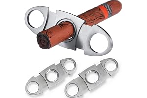 MINGZE 2 st cigarrskärare Guillotin, rostfritt stål dubbel blad cigarrsax, röktillbehör