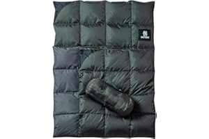 OneTigris Couverture de Camping en Duvet,Couverture de Voyage imperméable,5 à 25 ℃ léger Couverture d'extérieur Chaude pour Camping Chasse randonnée 195 X 135 cm(Vert)