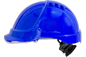 IRUDEK PROTECTION Irudek STILO 600V Azul – Casco de Seguridad ventilado en ABS con protección Lateral, Aislamiento eléctrico 1000 V c.a. / 1500 V c.c., arnés 6 Puntos, EN 397 / EN 50365, Talla 52–66 cm