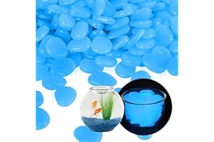 AUCANNIO Mini Glowing in the Dark Pebbles, 200 PCS Micro Landscape Decorative Glow Rock Stones for Fish Tank, Luminous Cobblestones Powered by Light or Solar for Flower Pot Bed Succulents Plant Pots (blue)