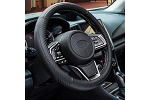 YGYQZ Car Steering Wheel Cover Leather - Soft Microfiber Steering Wheel Cover Universal Size M 37-38cm /14.5-15inch, Anti-slip, Breathable, Black