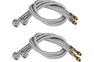 4 Pièces Raccordement de Flexible Robinet G3/8 x M10-60 cm, Tuyau Mitigeur Cuisine en Acier Inoxydable, Prolongateur Robinet Eau Chaude et Froide, pour Cuisine, Douchette, Evier (Rouge et Bleu)