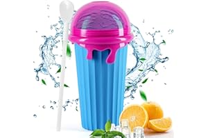 Tuzsocr Gobelet à slush en silicone - Gobelet à presser - Gobelet à glace - Pour pétrir des smoothies congelés - Pour l'été - Avec cuillère à paille - Pour une délicieuse glace slush (bleu)