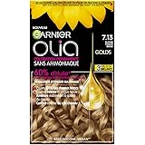 Garnier Coloration Permanente - Sans Ammoniaque - Aux Huiles Naturelles de Fleurs - Blond Beige Foncé (7.13) - Olia - 1 Unité