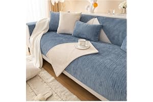 NUODWELL Chenille Sofa Slipcovers 1/2/3/4 Seater, Non Slip Sofa Cover for All-Seasons with Non-Slip Silicone Particles, Corner Sofa Cover Furniture Protector Couch Cover (Blue, 70 * 70cm)