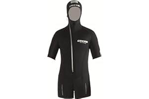 Cressi Shell Jacket Multi Thickness Lady - Damen Jacke/Shorty Modularer Reißverschluss und Kapuze Zum Tauchen in Neopren 5mm Schwarz