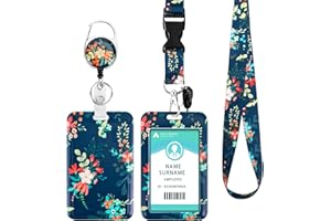 DUOUPA Porta Tarjetas Identificativas, Lanyard con ID Card Badges, Porta Tarjetas con llavero extensible para mujeres, profesores, enfermeras, doctor, estudiante（Azul - rojo）