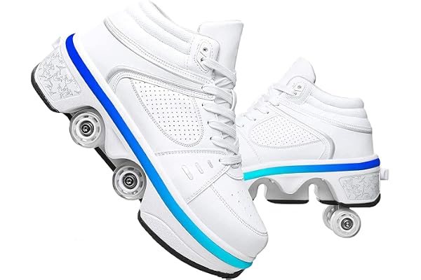 Patins A roulettes pour 4 Roues réglables à roulettes Chaussures 2 en 1 Multi-usages Kick Roller Shoe pour garçons Filles