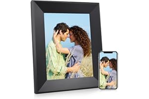 BWJBSW Cornice Digitale WiFi Cornice Digitale Foto 8 pollici in Legno, HD Touchscreen, Cloud Cornice Elettronica con 16GB Memoria, Rotazione Automatica, Condivisione di Foto, Video e Musica via App