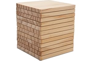 12 Pack Unfinished Wood Coasters, GOH DODD 4 Inch Square Blank Wooden Coasters Crafts Coasters for DIY Architectural Models Drawing Painting Wood Engraving Wood Burning Laser Scroll Sawing
