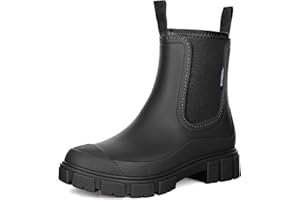 Yenxapei Wellington Boots, Women's Waterproof Boots, Half Height Rain Boots Chelsea with Non-Slip Sole, Fashionable Mud Outdoor Work Boots for Women