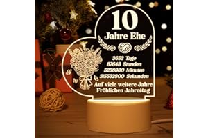 ‎VETBUOSA Geschenk Zum 10 Hochzeitstag - Acryl Nachtlampe Mit Romantischen Text, Rosenhochzeit Geschenke, 10. Hochzeitstag Geschenke für Frauen Männer, 10. Jahrestag Geschenk für Ihn Ihr Frau Mann Paare