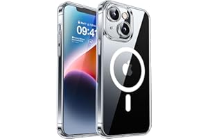 CANSHN Coque Magnétique pour iPhone 14 (6,1 Pouces), Compatible avec MagSafe, [Protection Complète de l'appareil Photo] Housse Étui de Protection Antichoc,Transparente