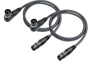 Devinal Right Angle XLR Cable, Adjustable Right-Angle Male to Straight Female Microphone Cord, 90 Degree XLR Mic Adapter for Sound Devices Mixer Recorder, 3.3 FT (2-Pack)