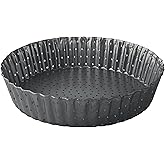 Space Home - Crusty Non-Stick Fluted Flan & Tart Tin - Deep Quiche Pan with Loose Base - Perforated Quiche Mould - Flan Tins 