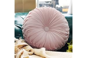 Boyigog Outdoor Kissen, Runde Kürbis Kissen, 38 cm Samt Plissen Werfen Innenräume Deko Kissen, Balance Yoga Kissen, Geeignet Für Sofa Betten Nackenkissen, Auto Sleep Pillow, Kopfkissen - Rosa