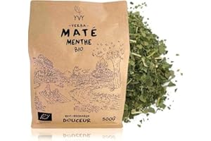 YVY MATÉ Yerba Mate Bio Menthe 500g | Maté Bio Équitable et Non Fumé | Sans Tige | Maté parfait pour débuter et profiter des bienfaits du maté en douceur | Boisson énergisante