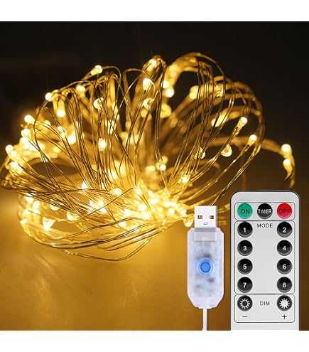 WISD Luci di Natale - Catena Luminosa 100 LED 12.8M Esterno Interno con Cavo Verde, Funzione