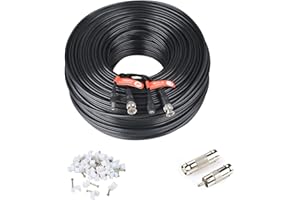 Tonton 300FT/90M 4K-8MP-5MP-2MP BNC Kabel Videokabel CCTV 100Meter BNC-Kabel, Mini-RG59-Kabel, Verlängerungskabel für Überwachungskamera Videoüberwachung Überwachungssystem + BNC RCA Adapter