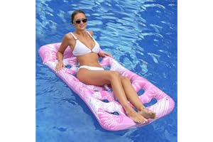 ROUSKY Inflatable Floating Objects On Water Toys, Maple Leaf Pattern Design with Heart-Shaped Holes,Head Pillow for Adults to Rest, Sunbathing, Lounge Chairs, Floating Beds, Swimming Pools