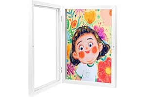 HOVIN Bilderrahmen Kinderzeichnungen A4,Kinder Bilderrahmen Aufklappbar,Bilderrahmen zum Befüllen,Kinder Kunst Rahmen 27x36cm(Weiß)