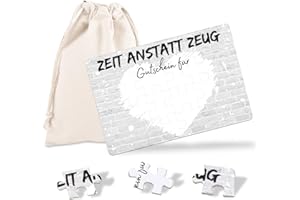 JOYEASE 24-teilig Gutschein Puzzle mit Baumwoll-Säckchen, Zeit anstatt Zeug, Gutschein zum selber ausfüllen - Geburtstagskarte, personalisierte Geschenke für Freundin Frauen Männer, Geburtstagsgeschenk