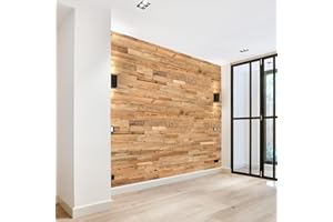 WOODEN WALL DESIGN Wykładzina ścienna ze starego drewna, naturalne drewniane panele ścienne w stylu vintage, model "Amber" | wzór ścienny (1 m2)