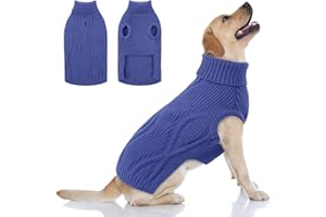 Queenmore Pull Chien XL, Col Roulé avec Ouverture pour Harnais, Unisexe pour Bouledogue Anglais, Border Collie, Dalmatien (Bleu, XL)