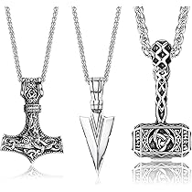 Collana con ciondolo a forma di martello di Thor in acciaio