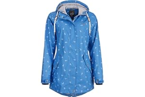 Dry Fashion Damen Regenmantel Cuxhaven mit Anker-Print - Regenjacke Jacke für Frauen mit verstellbarer Kapuze Winddicht Wasserdicht