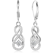 Orecchini Donna Starchenie In Argento 925 Con Zirconia, Pendenti A Pera Infinito, Gioielli Regalo
