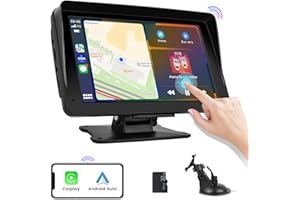 Hikity 2023 Newest Wireless Apple Carplay Android Auto for Car Stereo 7" Touchscreen Portable Car Radio Receiver MP5 Player, Mirror Link, Voice Control, FM Transmitter, AUX/Type-C/32G TF Card