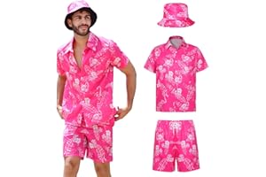 SERTAS Mens Hawaiian Shirt and Shorts Hat Set,Hawaiian Shirts for Men,Summer Hawaiian Shirt Shiteshirts,Shiteshirts for Indoor Outdoor Beach Seaside Holiday Size S-3XL