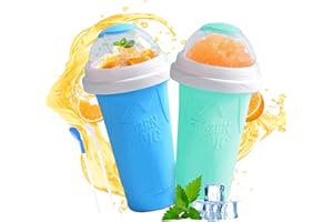 CKLHCFF Slush Becher, Slushy Maker, Slushy Maker Becher, Silicone Squeeze Cup, Quick Frozen Magic Cup, Slush Ice Becher, Slush Cup mit Strohhalmlöffel, Für DIY Cola oder Saft (Blau+Neu Blau)