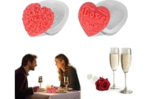 ZWWOGE Moule Bougie,Moule Silicone Bougie de Coeur/Rose,Moules Bougies 3D pour Bougies parfumées Bricolage Ornements artisanaux Moules de Bougie pour Anniversaire Saint Valentin Décorer