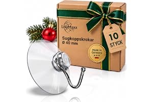 LouMaxx Sugproppskrokar Ø 0 mm – 0-pack transparenta sugproppar med krok för fönster, badrum och kök – pålitlig fästkraft på